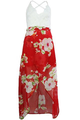 Ethnic Floral Sleeveless Ruffle Dress