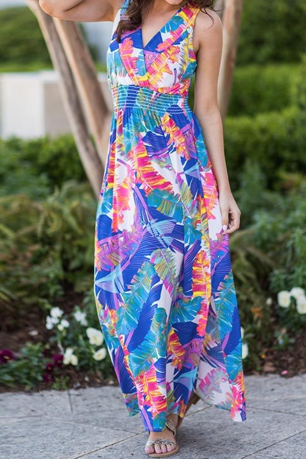 Printing Condole Belt Dress