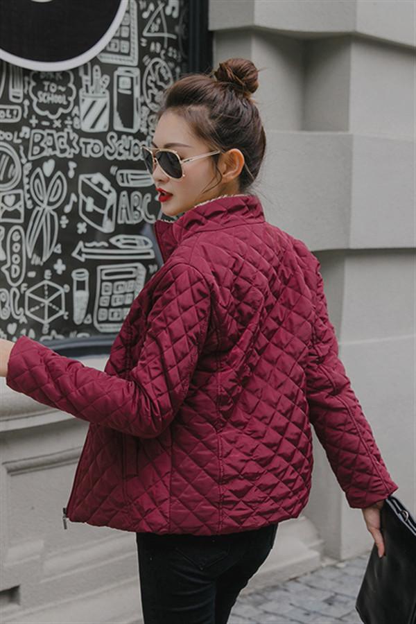 Velvet Stand Collar Parkas Jacket