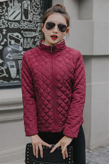 Velvet Stand Collar Parkas Jacket