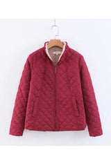 Velvet Stand Collar Parkas Jacket